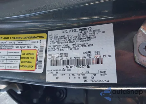 2015 Ford Fusion Se z USA, uszkodzony, nr VIN 3FA6P0HD2FR202446